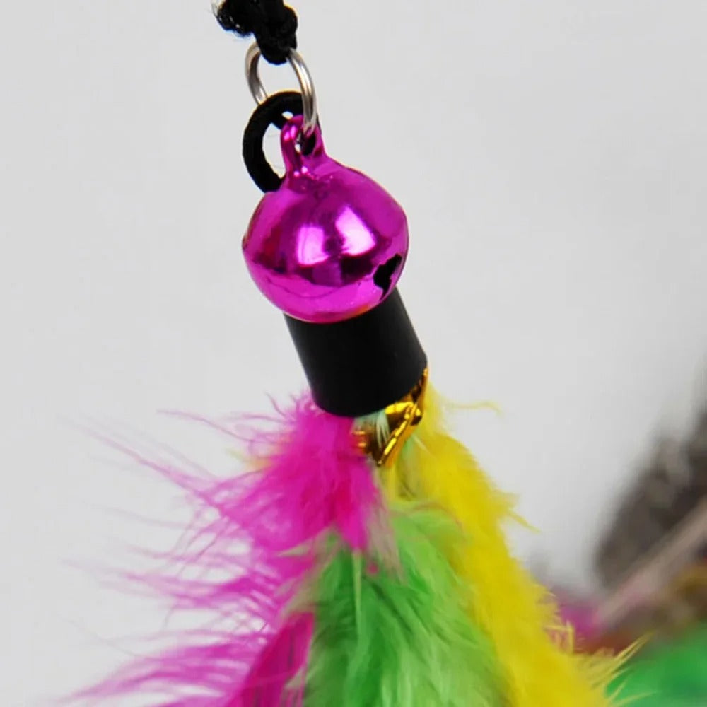 Funny Kitten Cat Teaser Interactive Toy Rod with Bell and Feather